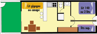 Appartement 2�pi�ces cabine 6�personnes